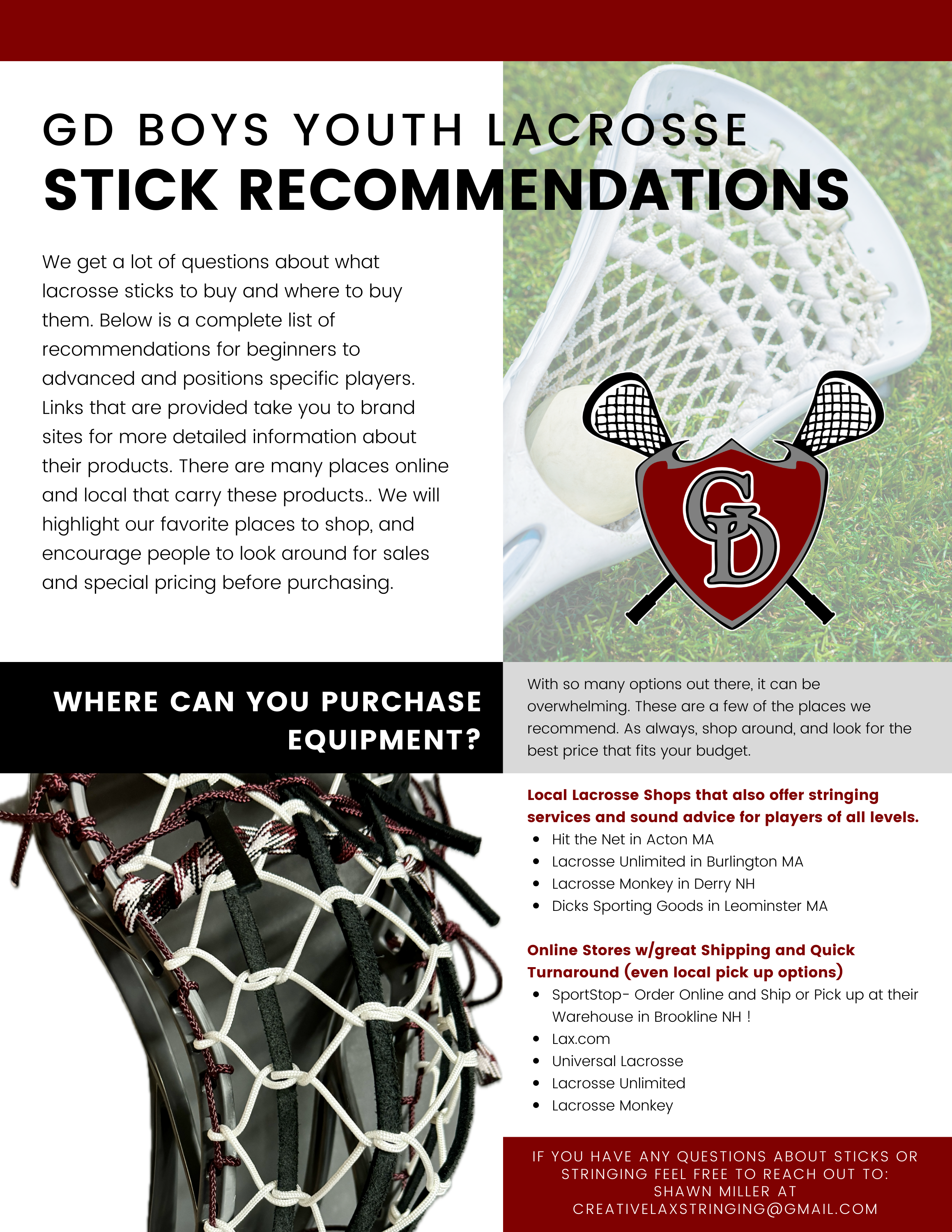 GD BOYS Youth Lacrosse Stick Recommendations